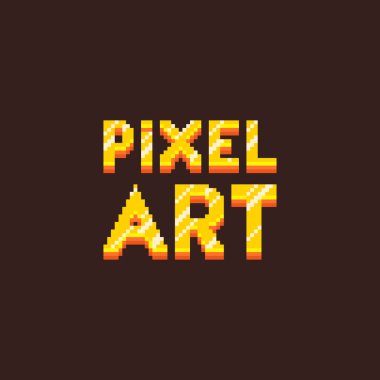 Siyah beckground üzerinde altın harfli karikatür çiziminin basit düz pikselli sanat çizimi