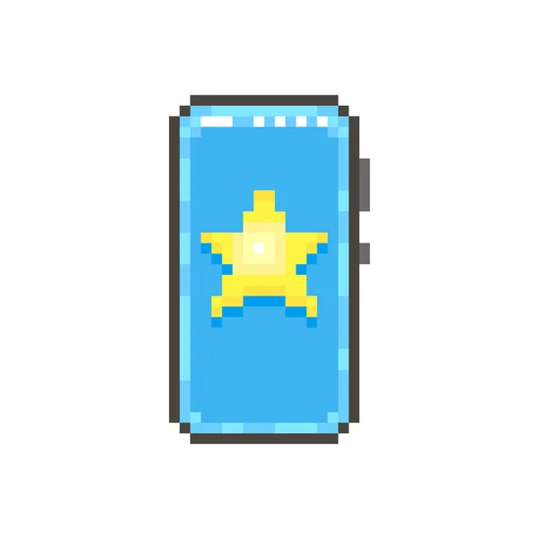 Színes Egyszerű Lapos Pixel Művészet Illusztráció Modern Okostelefon Sárga Csillag — Stock Vector