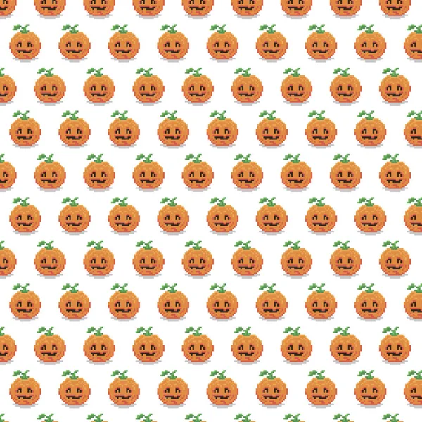 Простой Векторный Пиксельный Арт Многоцветный Бесконечный Узор Хэллоуинской Тыквы Бесшовный — стоковый вектор