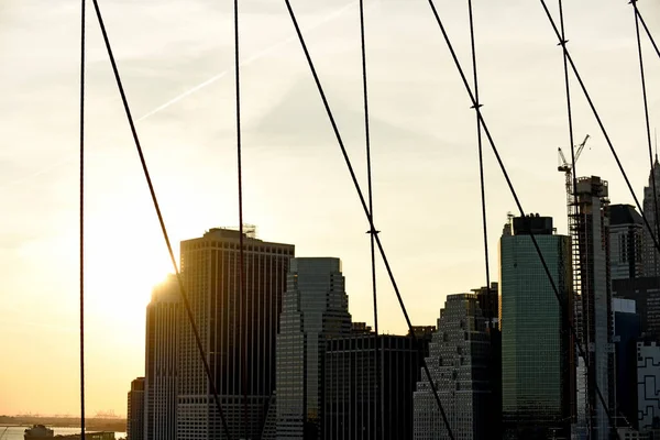 Skyscrapers Skyline City Business District Downtown Kyscraper Buildings Bars Brooklyn — Stock Photo, Image