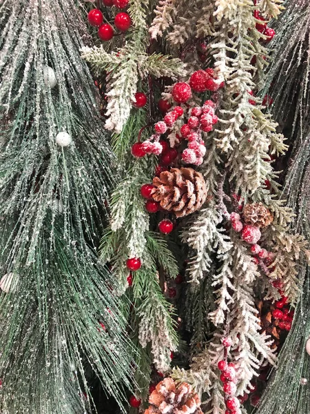 Las Decoraciones Año Nuevo Las Ramas Del Árbol Navidad Otros — Foto de Stock