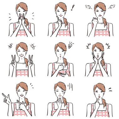 Önlüklü kadınların değişik ifadeleri Normal 2