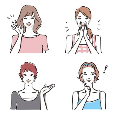 Çeşitli yetişkin kadın ifadeleri