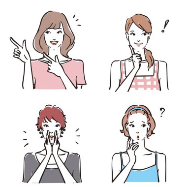 Çeşitli yetişkin kadın ifadeleri