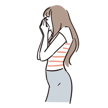 Bunalımlı genç bir kadın çizimi