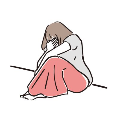 Bunalımlı genç bir kadın çizimi