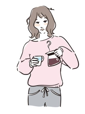 Uyanan tatlı bir kadının üst vücudu.