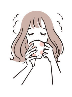 Kahve içen bir kadının basit bir çizimi.