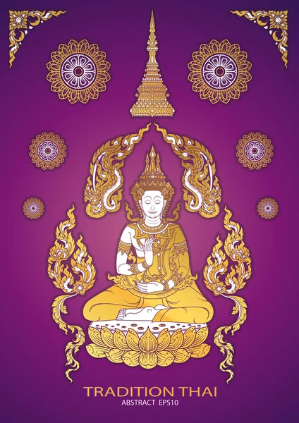 Buddha thajské tradici vektor — Stockový vektor