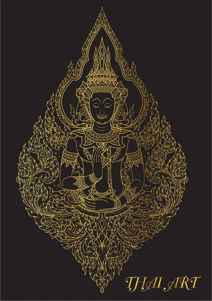 Thai art outline illustrator — стоковый вектор