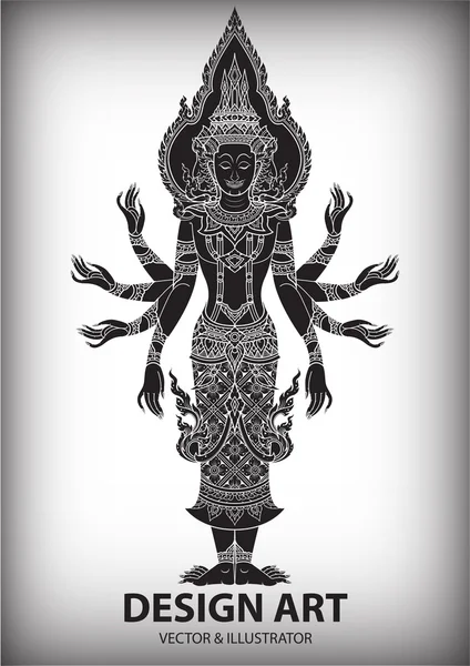 Тайская традиция персонажа Брахмы Рамы — стоковый вектор