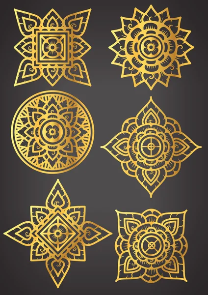 Vector set of thai art outline — Stock Vector