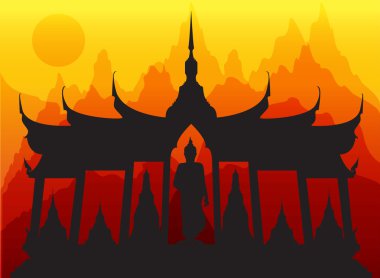 WAT Tay pagoda Buda vektör