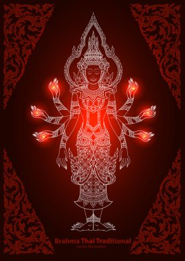 vektör çizim lord Brahma geleneksel Hindu