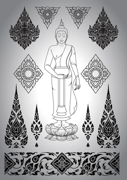 Tajski sztuka wektor wzór Buddy — Wektor stockowy