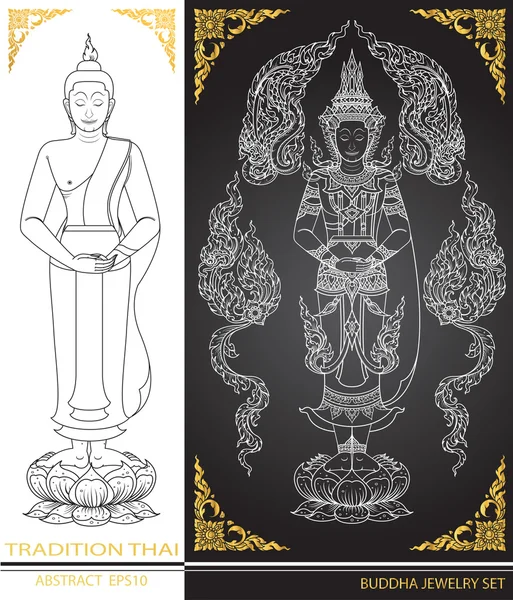 Thajské tradice Buddha šperky Set — Stockový vektor