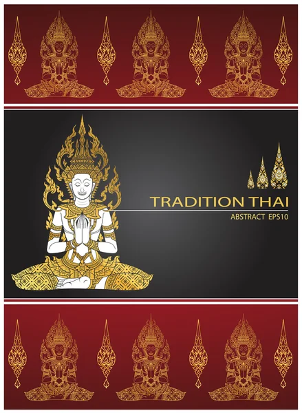 Cubierta tradición tailandés conjunto de joyas de Buda — Vector de stock