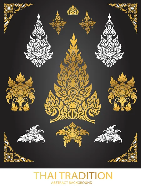 Set di elementi artistici thailandesi Etnico Art vector — Vettoriale Stock