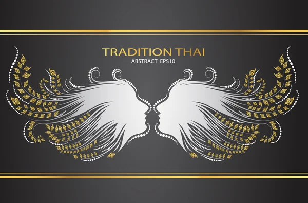 Tradizione tailandese viso e capelli astratta — Vettoriale Stock
