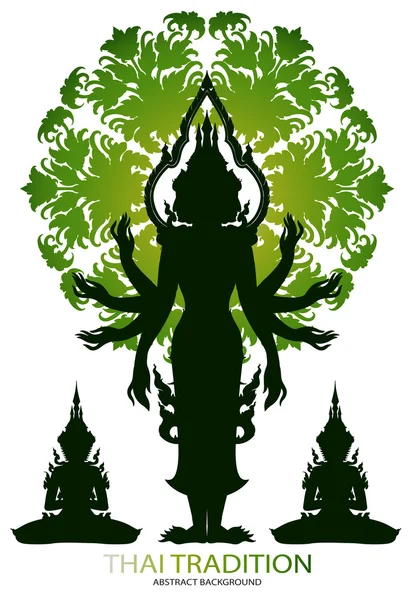 Silhouette Brahma rama et motif tradition thaï — Image vectorielle