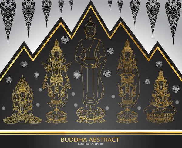 Set di buddha thai tradizione astratta — Vettoriale Stock