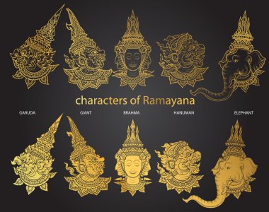 Ramayana vektör karakter kümesini