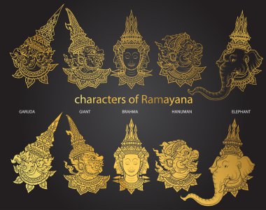 set characters of Ramayana vector clipart