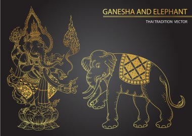 thai tradition Ganesha son of Siva clipart