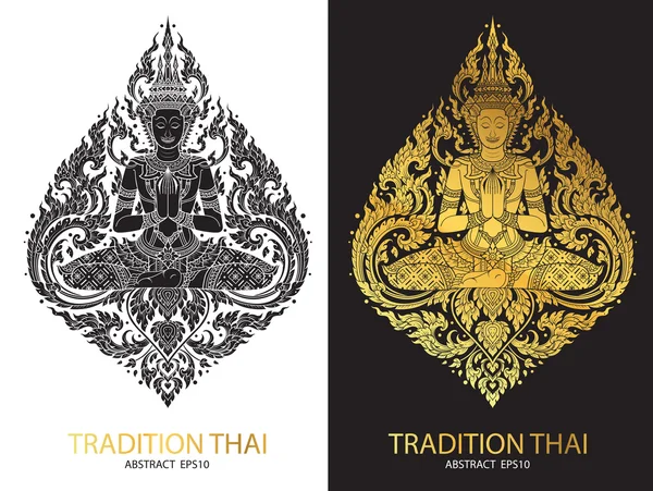 Pokrývají tradice Thajská Buddha šperky Set — Stockový vektor