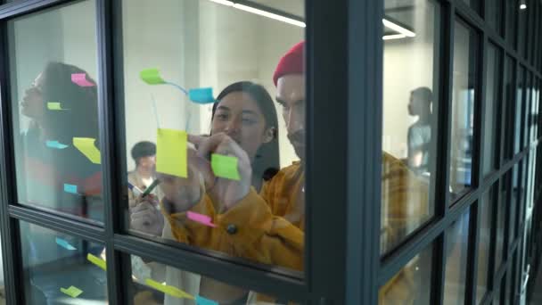 Creative design team shot through glass partition — Stock videók