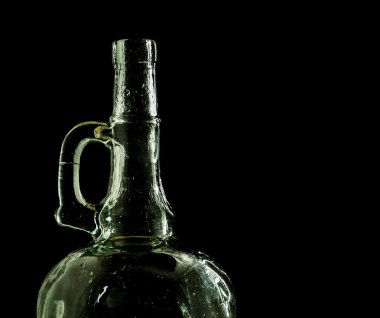 cam şişe, boş, orijinal, siyah arka plan üzerine