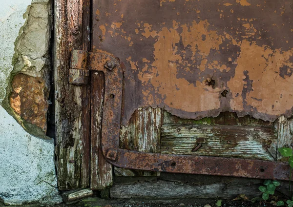 Vieille porte et charnières rouillées — Photo