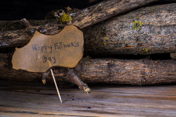 Happy father's day with the inscription on wooden background. — Stock Photo, Image