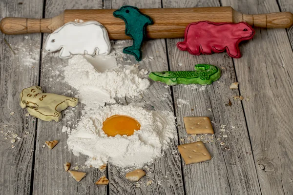 The preparation of the biscuits , the ingredients — Stock Photo, Image