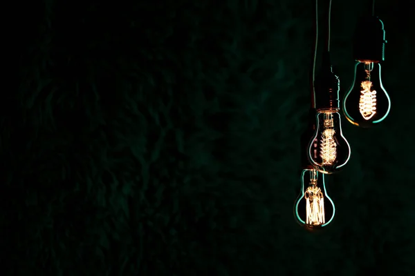 Luminous Lamps Hang Dark Decor Atmosphere Concept — Stock Photo, Image