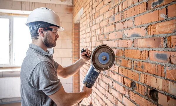 Professional Builder Work Clothes Works Cutting Tool — Stock Photo, Image