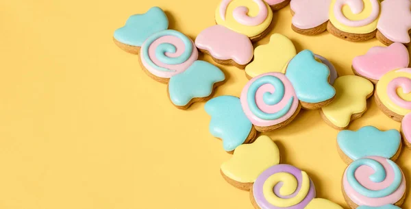 Colorful Gingerbread Cookies Form Candies Glaze — Stock Photo, Image