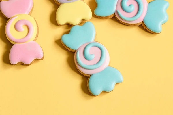 Colorful Gingerbread Cookies Form Candies Glaze — Stock Photo, Image