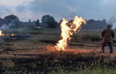 Bozkırda yangın, çimenler yanıyor yoluna çıkan her şeyi yok ediyor..