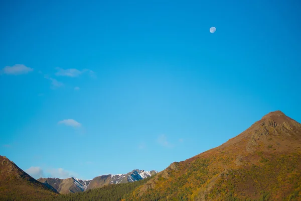 月とデナリ国立公園での朝の空 — ストック写真