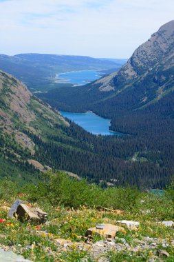 Josephine Gölü ve Grinell Gölü Grinnell Glacie bakılırsa üzerinde