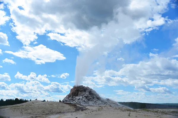 Eruption of White Dome Geyser at Yellowstone National Park — Stock Photo, Image