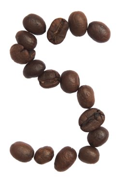 İzole alfabesi; S yapmak kahve çekirdeği beyaz zemin üzerine gelen