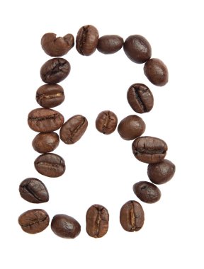 İzole alfabesi; B yapmak kahve çekirdeği beyaz zemin üzerine gelen