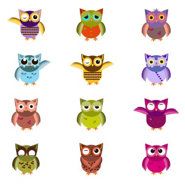 Vektör çizim karikatür baykuş ayarla.