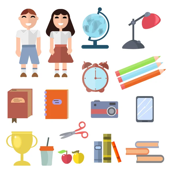 Back to school supplies set vector illustration. — Stock Vector