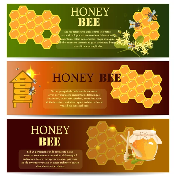 Ensemble de vecteurs de bannière apicole . — Image vectorielle