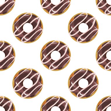 Renkli cam Dikişsiz desen vektör ile sevimli çörek.