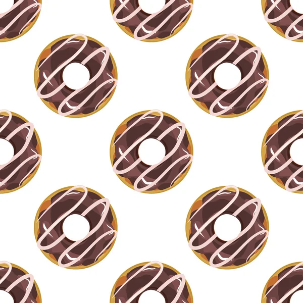 Lindos donuts con acristalamiento de colores sin costura patrón vector . — Vector de stock