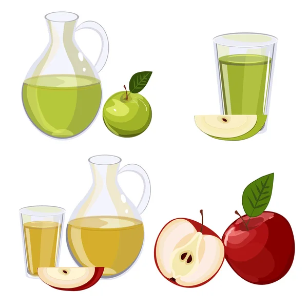 Fullständig kanna äppeljuice isolerad på vit vektor. — Stock vektor